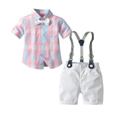 Cross-border children's spring and autumn long-sleeved rompers, trousers, suspenders, and fashionable gentleman's clothing for baby boys with bow ties.