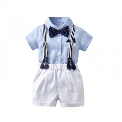 In-stock summer children's suits for baby boys, including short-sleeved shirts, shorts, and rompers, for delivery. Breathable and refreshing.