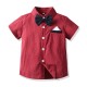 New gentleman's shirt set, boy's tuxedo, striped short-sleeved bow tie shirt, and overalls, birthday suit drop shipping. New gentleman's shirt set, boy's tuxedo, striped short-sleeved bow tie shirt, and overalls, birthday suit drop shipping.