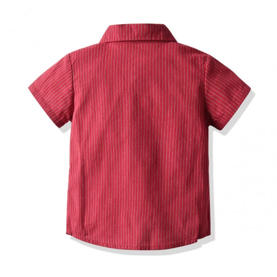 New gentleman's shirt set, boy's tuxedo, striped short-sleeved bow tie shirt, and overalls, birthday suit drop shipping. New gentleman's shirt set, boy's tuxedo, striped short-sleeved bow tie shirt, and overalls, birthday suit drop shipping.