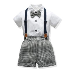 Cross-border new spring and autumn styles for fashionable baby boys' gentleman's suits, infant and toddler one-pieces, rompers, and long-sleeved rompers with hats.