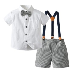 Cross-border new spring and autumn styles for fashionable baby boys' gentleman's suits, infant and toddler one-pieces, rompers, and long-sleeved rompers with hats.