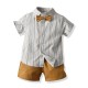 New Korean-style summer handsome boy short-sleeved striped shirt and shorts, stylish overalls set, children's clothing processing. New Korean-style summer handsome boy short-sleeved striped shirt and shorts, stylish overalls set, children's clothing processing.