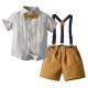 New Korean-style summer handsome boy short-sleeved striped shirt and shorts, stylish overalls set, children's clothing processing. New Korean-style summer handsome boy short-sleeved striped shirt and shorts, stylish overalls set, children's clothing processing.