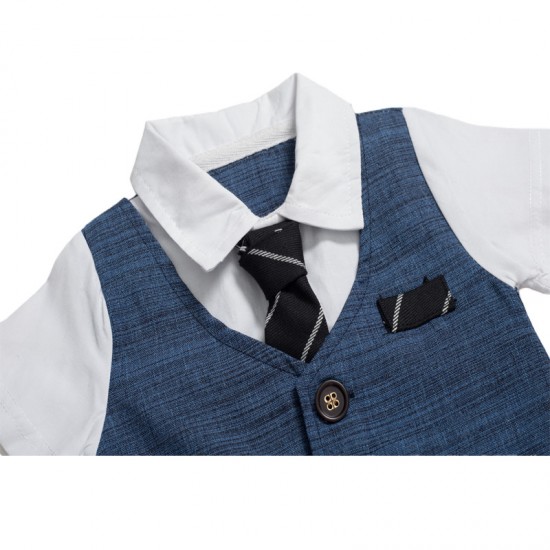Cross-border European and American baby boy gentleman's suits, triangle rompers, and rompers New summer boys' formal wear, wholesale from manufacturers. Cross-border European and American baby boy gentleman's suits, triangle rompers, and rompers New summer boys' formal wear, wholesale from manufacturers.