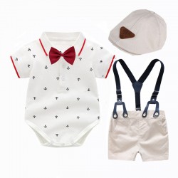 Summer new styles, European and American cross-border infant and toddler clothing, children's rompers, rompers, and multi-piece gentleman's suits with hats