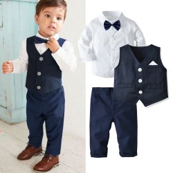 Boy autumn suits, long-sleeved shirts, vests, and pants, and gentleman flower girl and banquet host dresses.