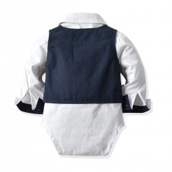 2025 new summer styles for baby boys' gentleman's formal wear, printed rompers, and infant and toddler triangle rompers, wholesale.