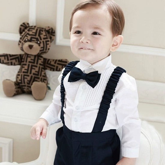 Cross-border new spring and autumn children's suits for boys, including solid-color long-sleeved bow tie performance suits, pleated children's clothing. Cross-border new spring and autumn children's suits for boys, including solid-color long-sleeved bow tie performance suits, pleated children's clothing.