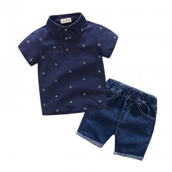 First-hand source of children's clothing, British-style three-piece gentleman overalls for children, short-sleeved summer boys' suits.