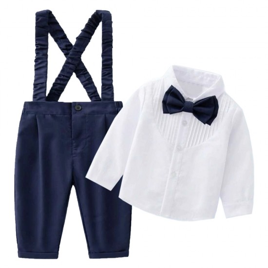 Cross-border new spring and autumn children's suits for boys, including solid-color long-sleeved bow tie performance suits, pleated children's clothing. Cross-border new spring and autumn children's suits for boys, including solid-color long-sleeved bow tie performance suits, pleated children's clothing.