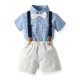 Cross-border new autumn baby boy romper with cotton bow, newborn, first birthday, photography costume, factory direct sales Cross-border new autumn baby boy romper with cotton bow, newborn, first birthday, photography costume, factory direct sales