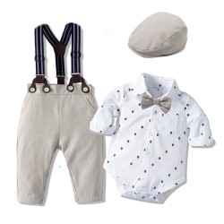 Autumn new long-sleeved romper set, infant and toddler clothing, fashionable baby boy gentleman's clothing, cross-border. Wholesale