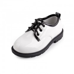 Children's shiny leather shoes, baby host performance shoes with hollow laces, fashionable boys' magic-stick PU leather shoes