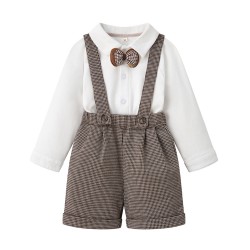 British-style baby boy overalls, houndstooth long-sleeved birthday suits, spring and autumn gentleman's tuxedos.