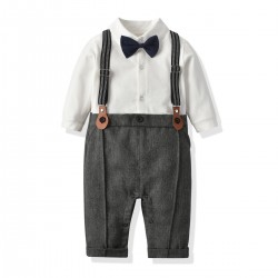 New spring and summer boys' suits, lapel, short-sleeved, white shirt, dress, houndstooth plaid, overalls, and shorts for boys, dropshipping