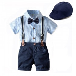 Cross-border summer new styles, baby boys' short-sleeved bow tie rompers, newborn baby summer triangle crawling rompers, and dresses