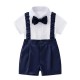 Cross-border children's performance costume, new summer solid color short-sleeved shorts, baby romper, and bow tie set, drop shipping. Cross-border children's performance costume, new summer solid color short-sleeved shorts, baby romper, and bow tie set, drop shipping.