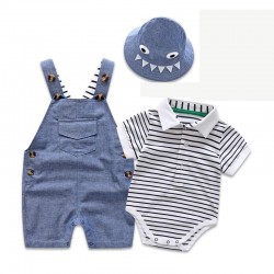 Cross-border new summer short-sleeved romper and shorts set, European and American gentleman's tuxedo for boys, drop shipping