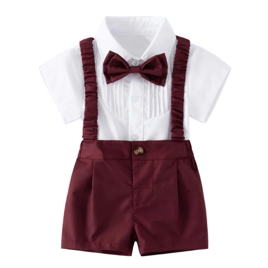 Cross-border children's performance costume, new summer solid color short-sleeved shorts, baby romper, and bow tie set, drop shipping. Cross-border children's performance costume, new summer solid color short-sleeved shorts, baby romper, and bow tie set, drop shipping.