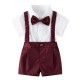 Cross-border children's performance costume, new summer solid color short-sleeved shorts, baby romper, and bow tie set, drop shipping. Cross-border children's performance costume, new summer solid color short-sleeved shorts, baby romper, and bow tie set, drop shipping.