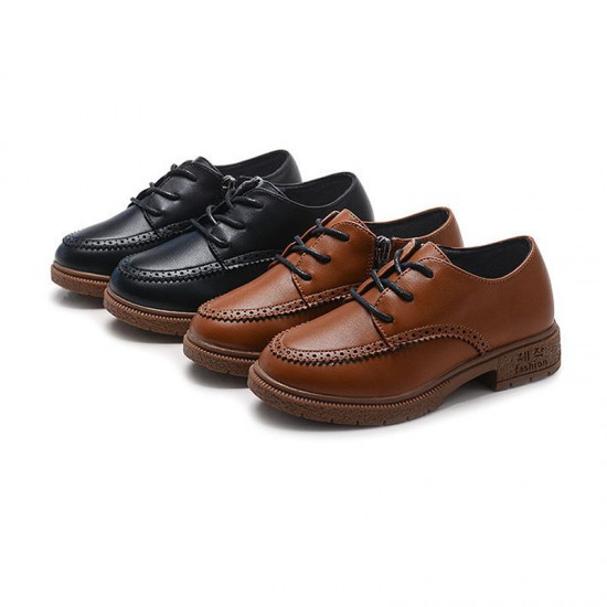 Children's shiny leather shoes, baby host performance shoes with hollow laces, fashionable boys' magic-stick PU leather shoes Children's shiny leather shoes, baby host performance shoes with hollow laces, fashionable boys' magic-stick PU leather shoes
