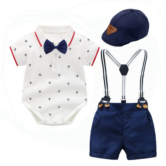 Summer new styles, European and American cross-border infant and toddler clothing, children's rompers, rompers, and multi-piece gentleman's suits with hats Summer new styles, European and American cross-border infant and toddler clothing, children's rompers, rompers, and multi-piece gentleman's suits with hats
