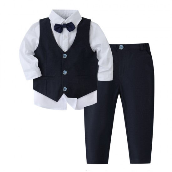 New cross-border children's suits, baby banquets, and party suits, with a floral collar and vest, and a European and American style. New cross-border children's suits, baby banquets, and party suits, with a floral collar and vest, and a European and American style.