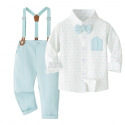 Cross-border new British-style children's clothing, long-sleeved shirt, suspender shorts, boy's banquet host performance dress