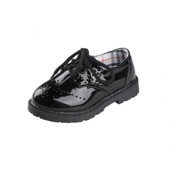 Children's shiny leather shoes, baby host performance shoes with hollow laces, fashionable boys' magic-stick PU leather shoes Children's shiny leather shoes, baby host performance shoes with hollow laces, fashionable boys' magic-stick PU leather shoes