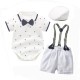 2025 British gentleman's suit, infant and toddler boy short-sleeved triangle romper, suspender shorts, birthday dress 2025 British gentleman's suit, infant and toddler boy short-sleeved triangle romper, suspender shorts, birthday dress