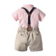 Cross-border baby boy gentleman's tuxedo, new summer classic striped short-sleeved shirt and shorts set, boy's performance costume. Cross-border baby boy gentleman's tuxedo, new summer classic striped short-sleeved shirt and shorts set, boy's performance costume.