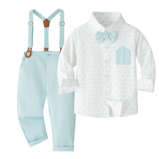 Cross-border new British-style children's clothing, long-sleeved shirt, suspender shorts, boy's banquet host performance dress Cross-border new British-style children's clothing, long-sleeved shirt, suspender shorts, boy's banquet host performance dress