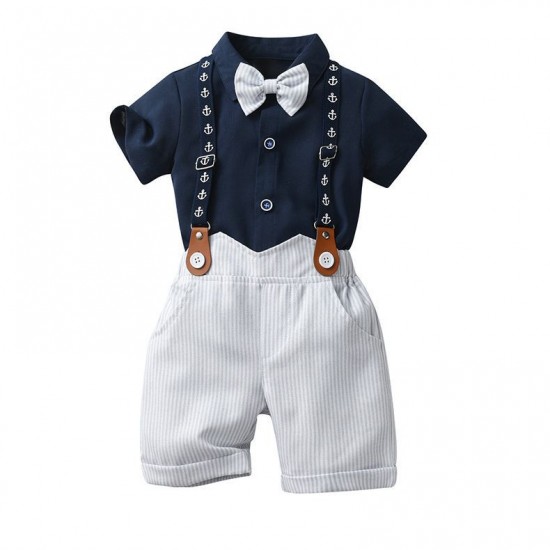 New summer European and American boys' gentleman overalls, versatile school uniforms for infants and toddlers, navy blue shorts for performances. New summer European and American boys' gentleman overalls, versatile school uniforms for infants and toddlers, navy blue shorts for performances.