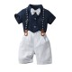 New summer European and American boys' gentleman overalls, versatile school uniforms for infants and toddlers, navy blue shorts for performances. New summer European and American boys' gentleman overalls, versatile school uniforms for infants and toddlers, navy blue shorts for performances.