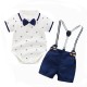 2025 British gentleman's suit, infant and toddler boy short-sleeved triangle romper, suspender shorts, birthday dress 2025 British gentleman's suit, infant and toddler boy short-sleeved triangle romper, suspender shorts, birthday dress