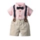 Cross-border baby boy gentleman's tuxedo, new summer classic striped short-sleeved shirt and shorts set, boy's performance costume. Cross-border baby boy gentleman's tuxedo, new summer classic striped short-sleeved shirt and shorts set, boy's performance costume.