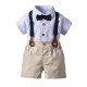 Cross-border baby boy gentleman's tuxedo, new summer classic striped short-sleeved shirt and shorts set, boy's performance costume. Cross-border baby boy gentleman's tuxedo, new summer classic striped short-sleeved shirt and shorts set, boy's performance costume.