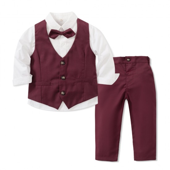 New cross-border children's suits, baby banquets, and party suits, with a floral collar and vest, and a European and American style. New cross-border children's suits, baby banquets, and party suits, with a floral collar and vest, and a European and American style.