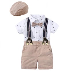 Cross-border summer new baby boy gentleman's suit, printed romper, infant and toddler triangle romper, drop shipping.