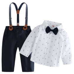 Fashionable brand manufacturers wholesale children's autumn and winter boys' suits, striped shirts and long pants for small and medium-sized boys, trendy children's clothing