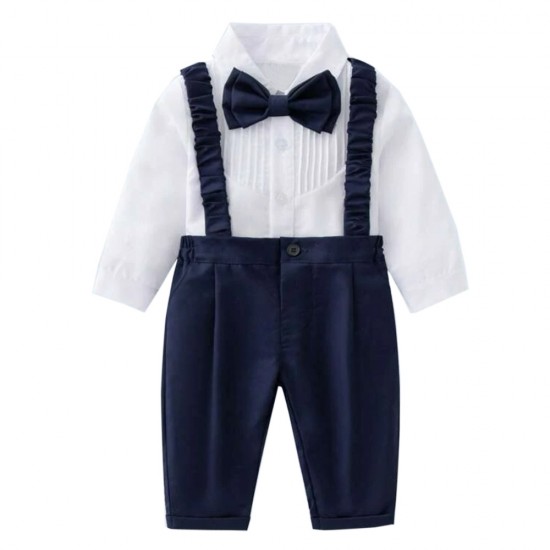 Cross-border new spring and autumn children's suits for boys, including solid-color long-sleeved bow tie performance suits, pleated children's clothing. Cross-border new spring and autumn children's suits for boys, including solid-color long-sleeved bow tie performance suits, pleated children's clothing.