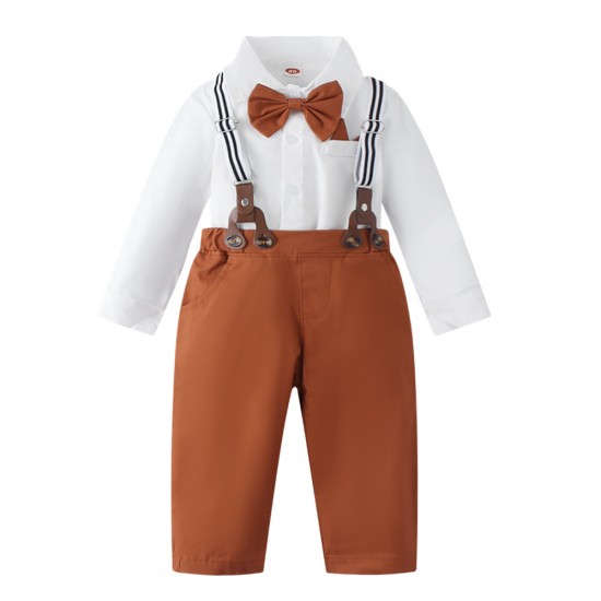 Cross-border infant and toddler solid color bodysuit, spring and summer short-sleeved bodysuit, European and American baby boy lapel, long-sleeved triangle romper Cross-border infant and toddler solid color bodysuit, spring and summer short-sleeved bodysuit, European and American baby boy lapel, long-sleeved triangle romper