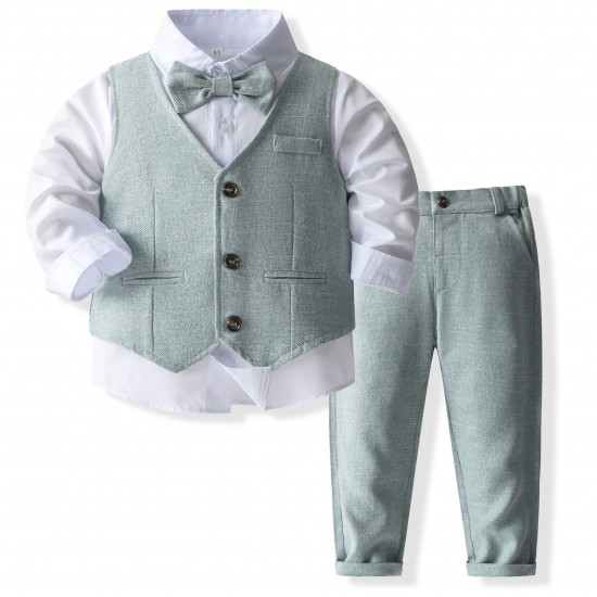 Cross-border summer boys' suits, bow ties, gentleman's overalls, shorts, short-sleeved shirts, four-piece suits, European and American children's suits, pure cotton Cross-border summer boys' suits, bow ties, gentleman's overalls, shorts, short-sleeved shirts, four-piece suits, European and American children's suits, pure cotton