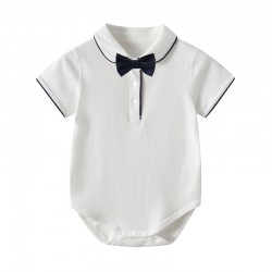 In stock: Summer British-style infant and toddler boy gentleman suit, short-sleeved shorts, bow tie, and suspenders, four-piece, dropshipping