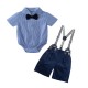 Cross-border delivery of a four-piece baby boy gentleman's suit, summer infant and toddler romper, bow tie, and suspenders, European and American style