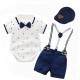 2025 British gentleman's suit, infant and toddler boy short-sleeved triangle romper, suspender shorts, birthday dress 2025 British gentleman's suit, infant and toddler boy short-sleeved triangle romper, suspender shorts, birthday dress