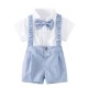 Cross-border children's performance costume, new summer solid color short-sleeved shorts, baby romper, and bow tie set, drop shipping. Cross-border children's performance costume, new summer solid color short-sleeved shorts, baby romper, and bow tie set, drop shipping.