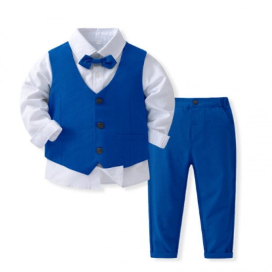 New cross-border children's suits, baby banquets, and party suits, with a floral collar and vest, and a European and American style. New cross-border children's suits, baby banquets, and party suits, with a floral collar and vest, and a European and American style.
