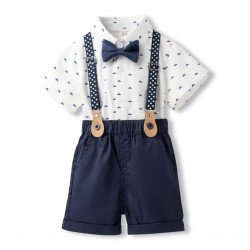 Cross-border baby boy export baby overalls, new summer shark stripe toddler clothing, infant summer